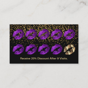 Loyalty Punch Card - Lila Glitzer und Gold Treuekarte