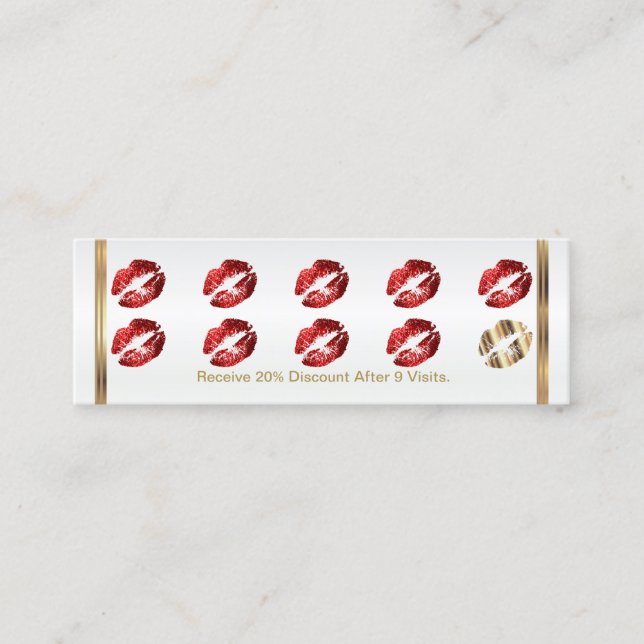 Loyalty Punch Card - Rote Glitzer Lippen Treuekarte (Vorderseite)