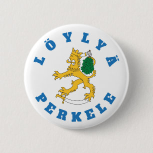 Löylyä perkele - Suomileijona saunoo - rintanappi Button