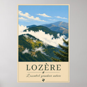 Lozère – Berge Wolken – Vintage Reiseposter Poster