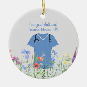 LPN Blue Scrubs Keramik Ornament