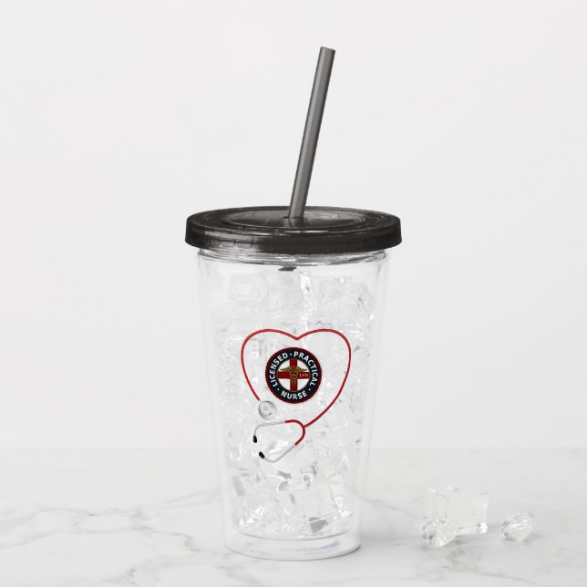 LPN I Liebe Nursing Acrylic Tumbler Acryltrinkbecher (Rückseite Ice)