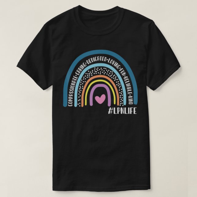 LPN Lizenzierte Krankenschwester Niedlicher Regenb T-Shirt (Design vorne)