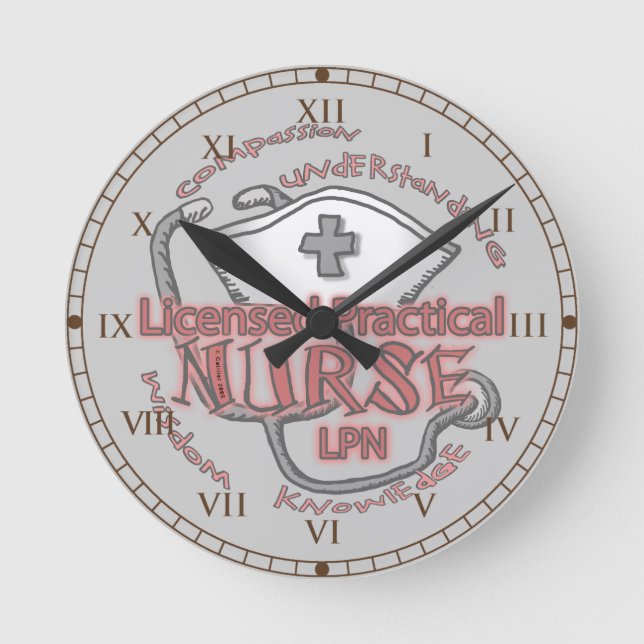 LPN Nurse Axiom Runde Wanduhr (Vorderseite)