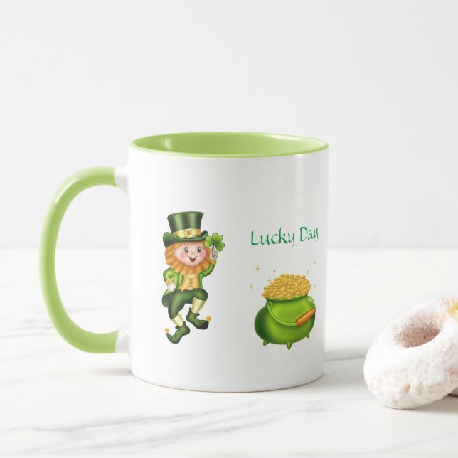 Lprechaun & Pot of Gold am St. Patrick's Day Tasse (Mit Donut)