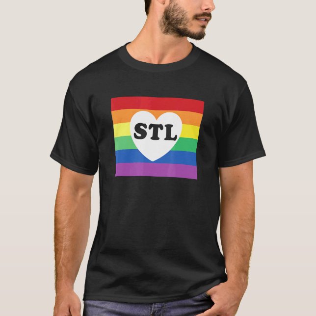 Lqbtq St Louis Stl Gay Pride Rainbow Flag T-Shirt (Vorderseite)