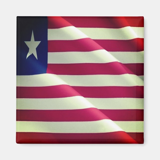 LR002 LIBERIA, WAVING FLAG, Afrika, Kühlschrank Magnet (Vorne)