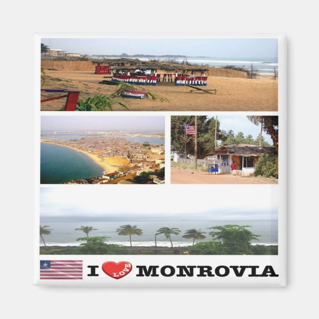 LR008 MONROVIA I Liebe, Mosaik, Liberia, Kühlschra Magnet (Vorne)