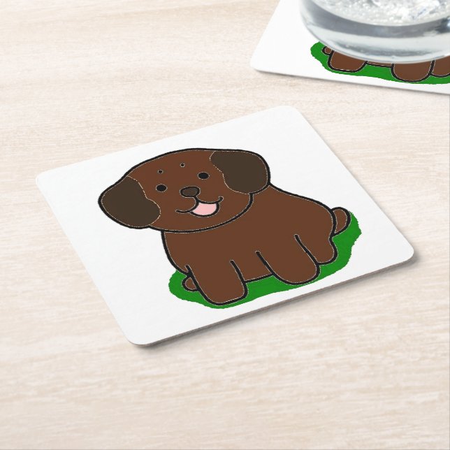 LR kawaii Schokolade Labrador Cartoon Rechteckiger Pappuntersetzer (angewinkelt)