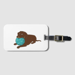 LR Schokolade Labrador Kaukugel Cartoon Gepäckanhänger