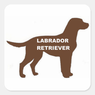 LR Schokolade Labrador Name Silhouette Quadratischer Aufkleber