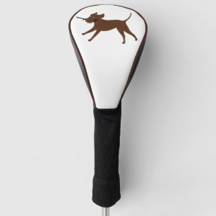 LR SchokoladenLabrador mit Stock Golf Headcover