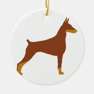 LS Doberman Pinscher Rot und Rostsilo Keramik Ornament