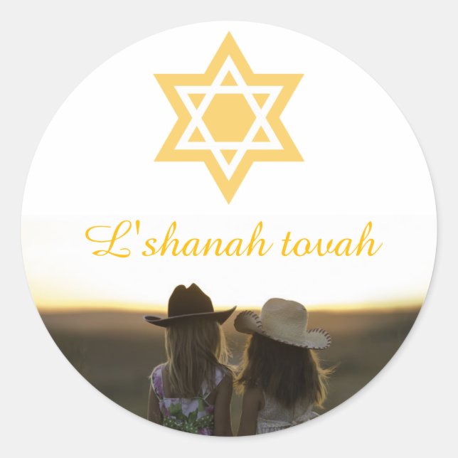 L'shanah Tovah Rosh Hashanah Star von David Runder Aufkleber (Vorderseite)