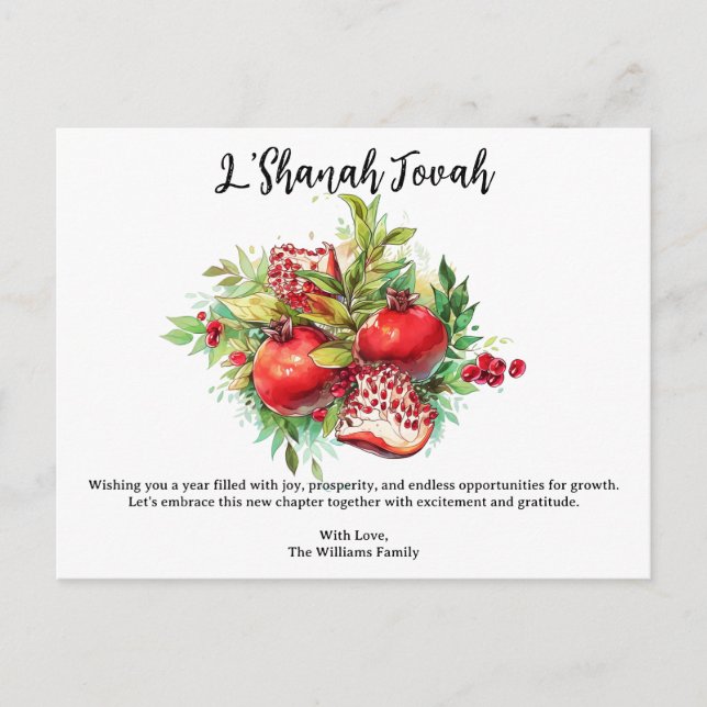 L'Shanah Tovah Rosh Hashnah Pomegranate Postkarte (Vorderseite)