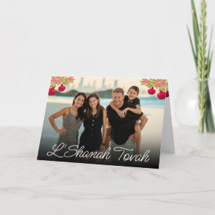 L'Shanah Tovah Script Foto Pomegranate Blume Karte