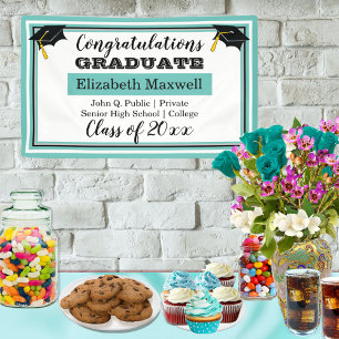 lt Aquamarin White Gratulationen Graduate Abschl Banner