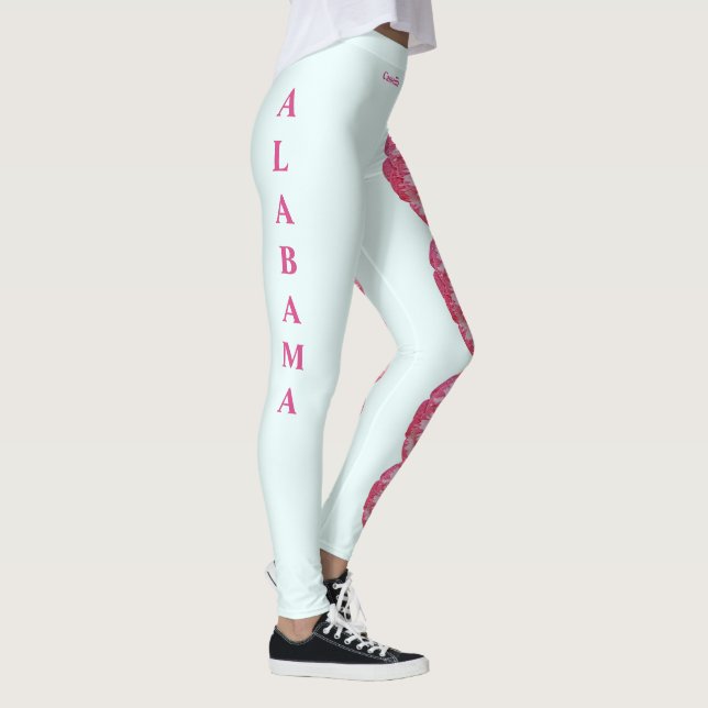 Lt Blue Alabama Camellia Staat Blume Leggings (Rechts)