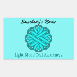 Lt Blue/Aquamarin Blume Ribbon von Kenneth Yoncich Rechteckiger Aufkleber