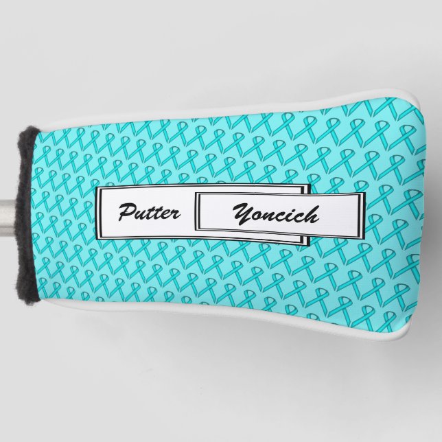 Lt Blue / Aquamarin Standard Ribbon von Kenneth Yo Golf Headcover (Vorderseite)