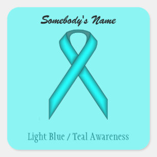 Lt Blue/Aquamarin Standard Ribbon von Kenneth Yonc Quadratischer Aufkleber