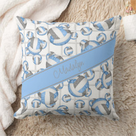 Lt blue gray girvolleyballs pattern net accent kissen