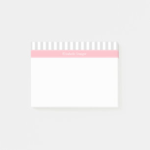 Lt Grau Weiß Streifen Rosa Namensmonogramm Post-it Klebezettel