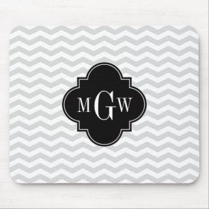 lt Grau Welches Zickzack schwarze Quatrefolie 3 Mo Mousepad