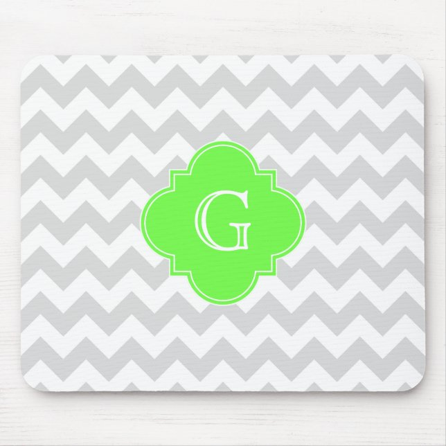 Lt Gray Welch Zickzack ZigZag Limon Quatrefolie Mo Mousepad (Vorne)