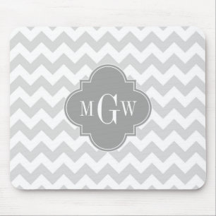 Lt Gray Welches Zickzack graue Quatrefolie 3 Monog Mousepad