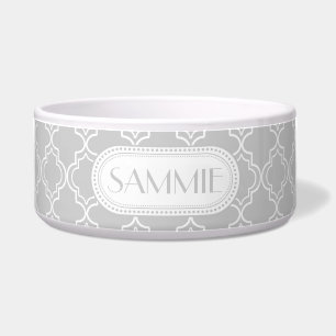Lt Gray White Marokcan Trellis Monogram Napf