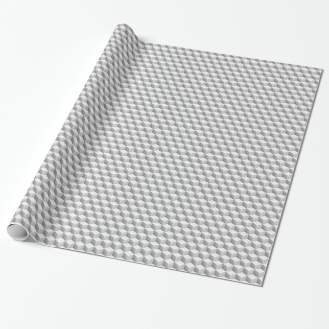 Lt Gray White Shaded 3D Look Cubes Geschenkpapier (Ungerollt)