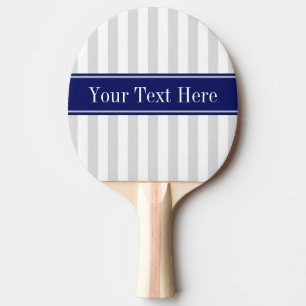 Lt Gray White Strip Navy Blue Name Monogram Tischtennis Schläger