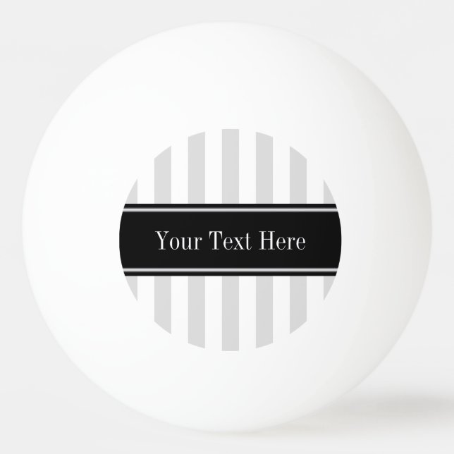 Lt Gray White Stripe Black Name Monogram Tischtennisball (Vorderseite)