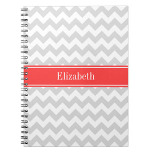 Lt Gray Wht Chevron Cornname Monogram Notizblock