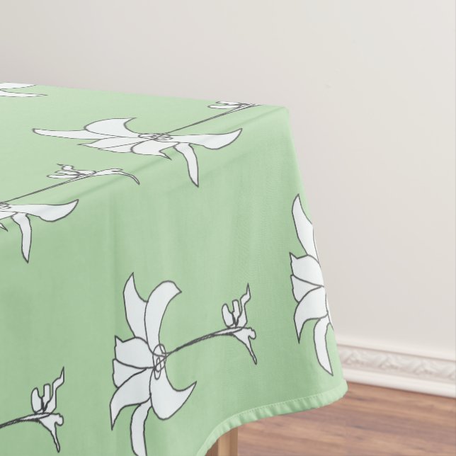 Lt Green White Floral Tischdecke (Beispiel)