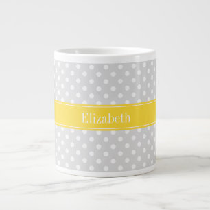 Lt Grey White Polka Dots Ananas Name Monogramm Jumbo-Tasse