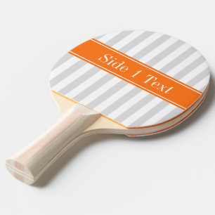 Lt Grey White Stripe Pumpkin Orange Name Monogram Tischtennis Schläger