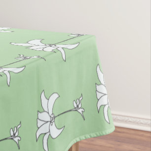 Lt Grün Weiß Floral Tischdecke