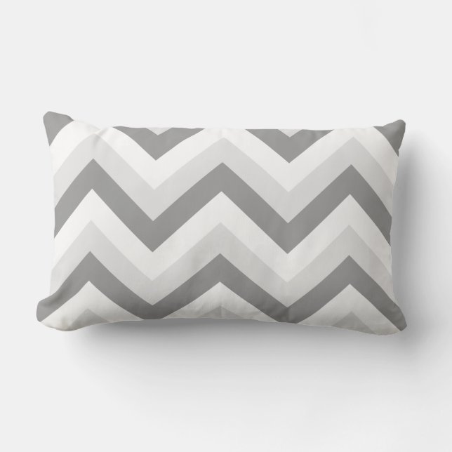Lt Two Gray White Chervron ZigZag Lendenkissen (Vorderseite)