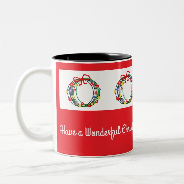Ltc-Red Christmas Coffee Mug With Wreaths Zweifarbige Tasse (Links)