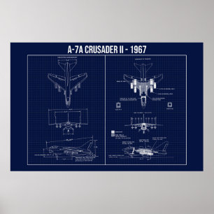 LTV A-7 Corsair II Blueprint 1967 Poster