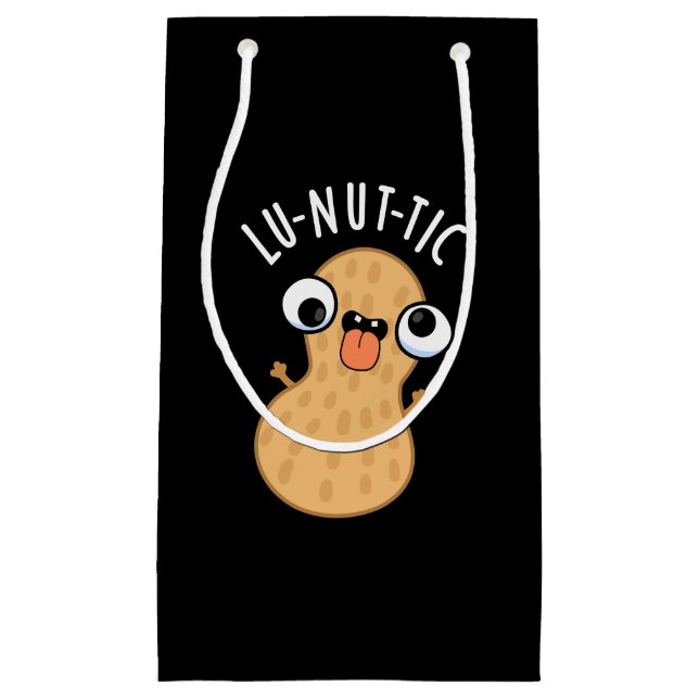 Lu-nut-ic Funny Peanut Puns Dark BG Kleine Geschenktüte (Vorderseite)