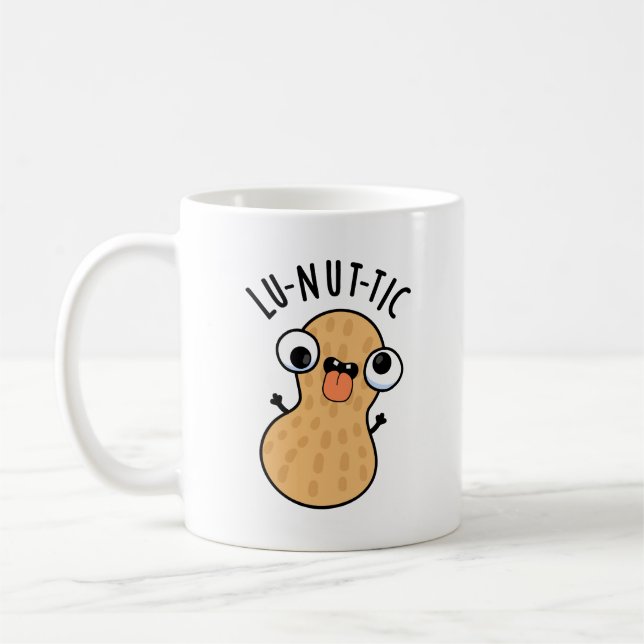 Lu-nut-ic Funny Peanut Puns Kaffeetasse (Links)