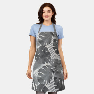 Luana Watercolor Tropical Gray Blätter Schürze