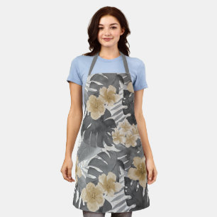 Luana Watercolor Tropical Gray Floral Schürze