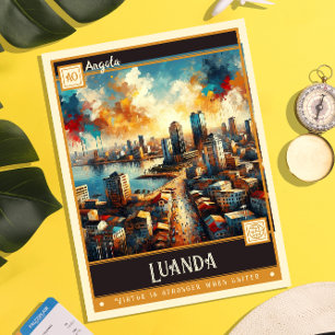 Luanda, Angola Vintage Gemälde Postkarte