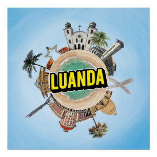 Luanda winziger kleiner Planet Wahrzeichen Archite Poster