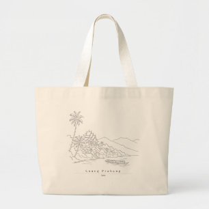 Luang Prabang Laos Minimalistische Linienkunst Jumbo Stoffbeutel