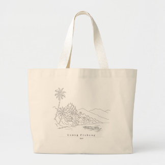 Luang Prabang Laos Minimalistische Linienkunst Jumbo Stoffbeutel